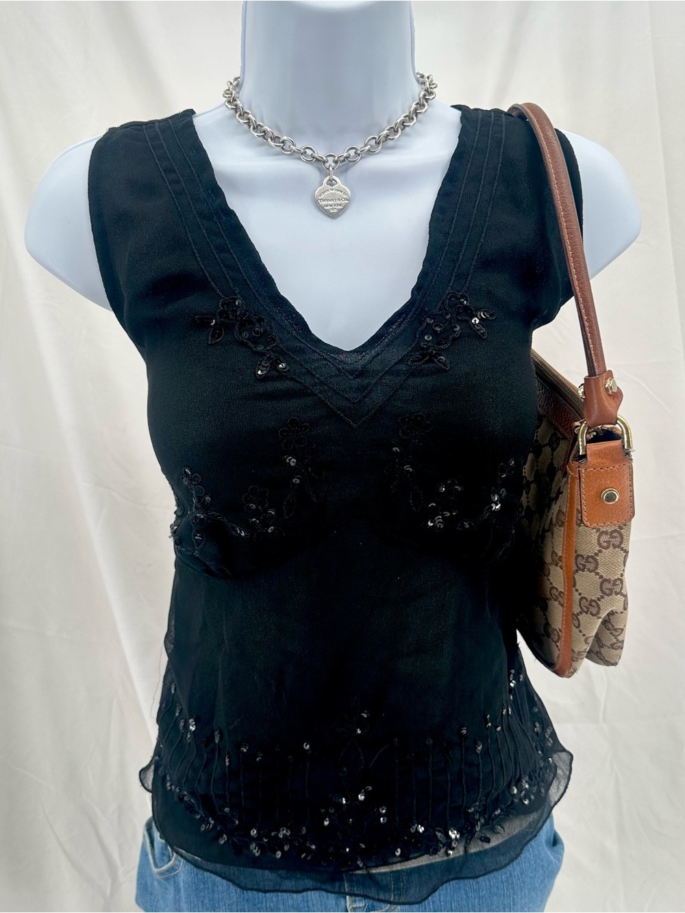 Dark Fairy Sequined 2000s Sheer Top